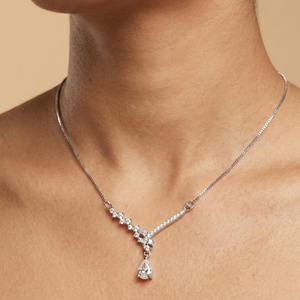 Starlight V-Drop Silver Necklace - 925 Sterling Silver - Lustra
