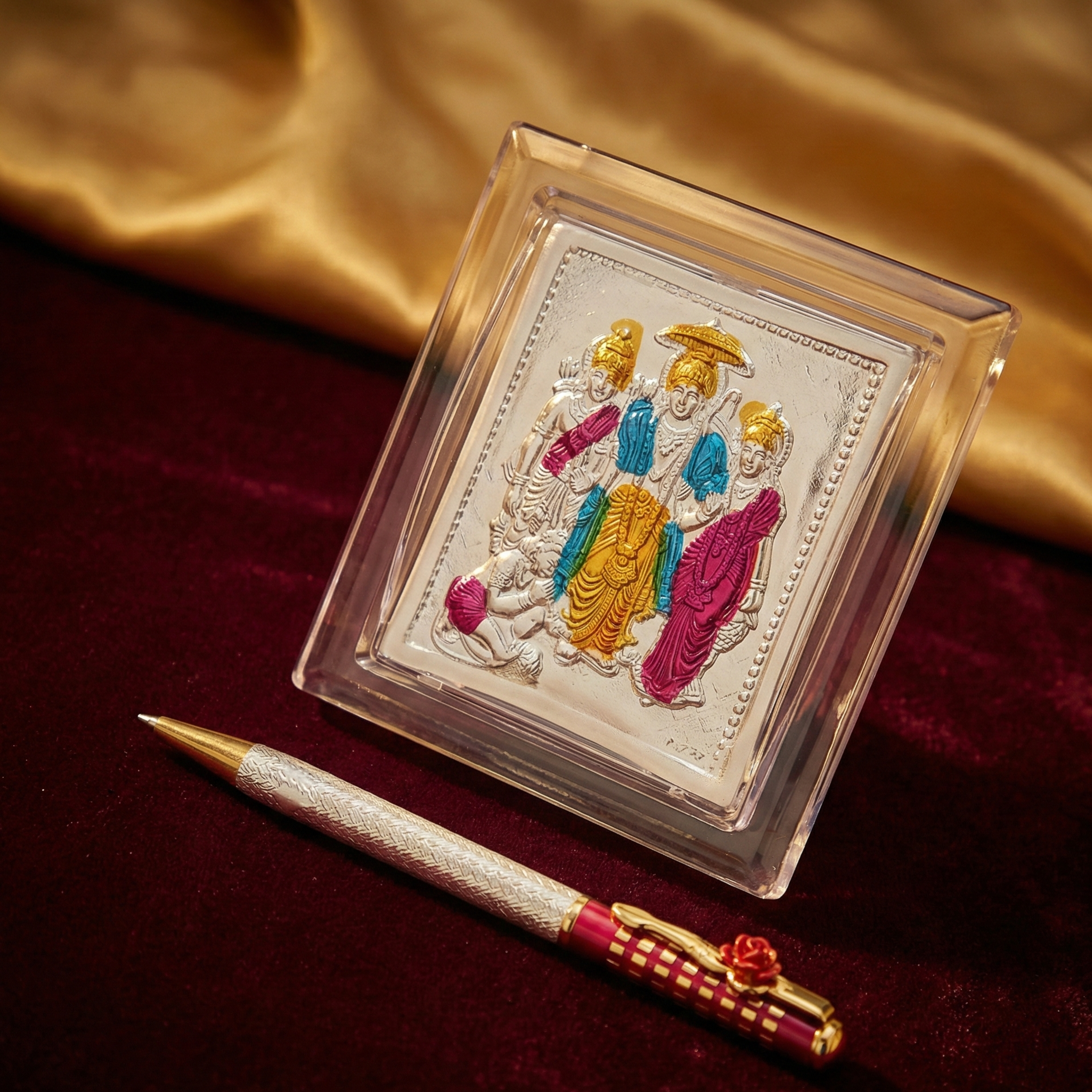 Divine Grace Dual-Tone Pen with Ram Darbar Silver Frame