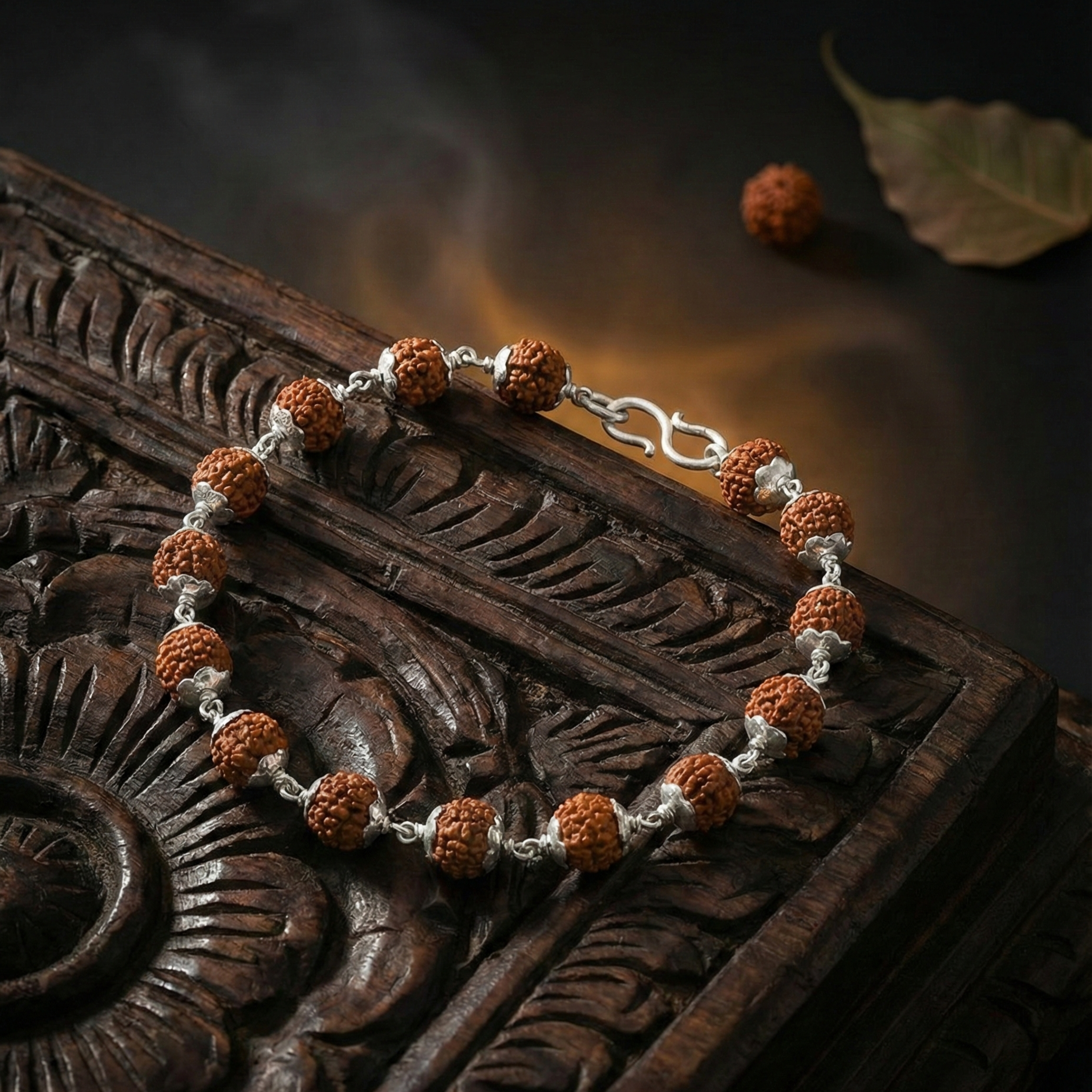 Lustra Sacred Rudraksha Silver Bracelet - 925 Sterling Silver - Lustra