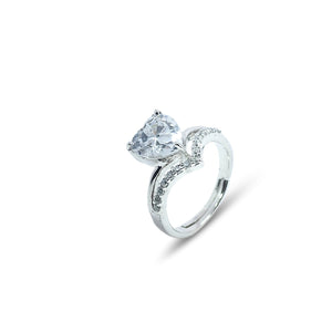 Heart Shaped Solitaire Ring in 925 Fine Sterling Silver