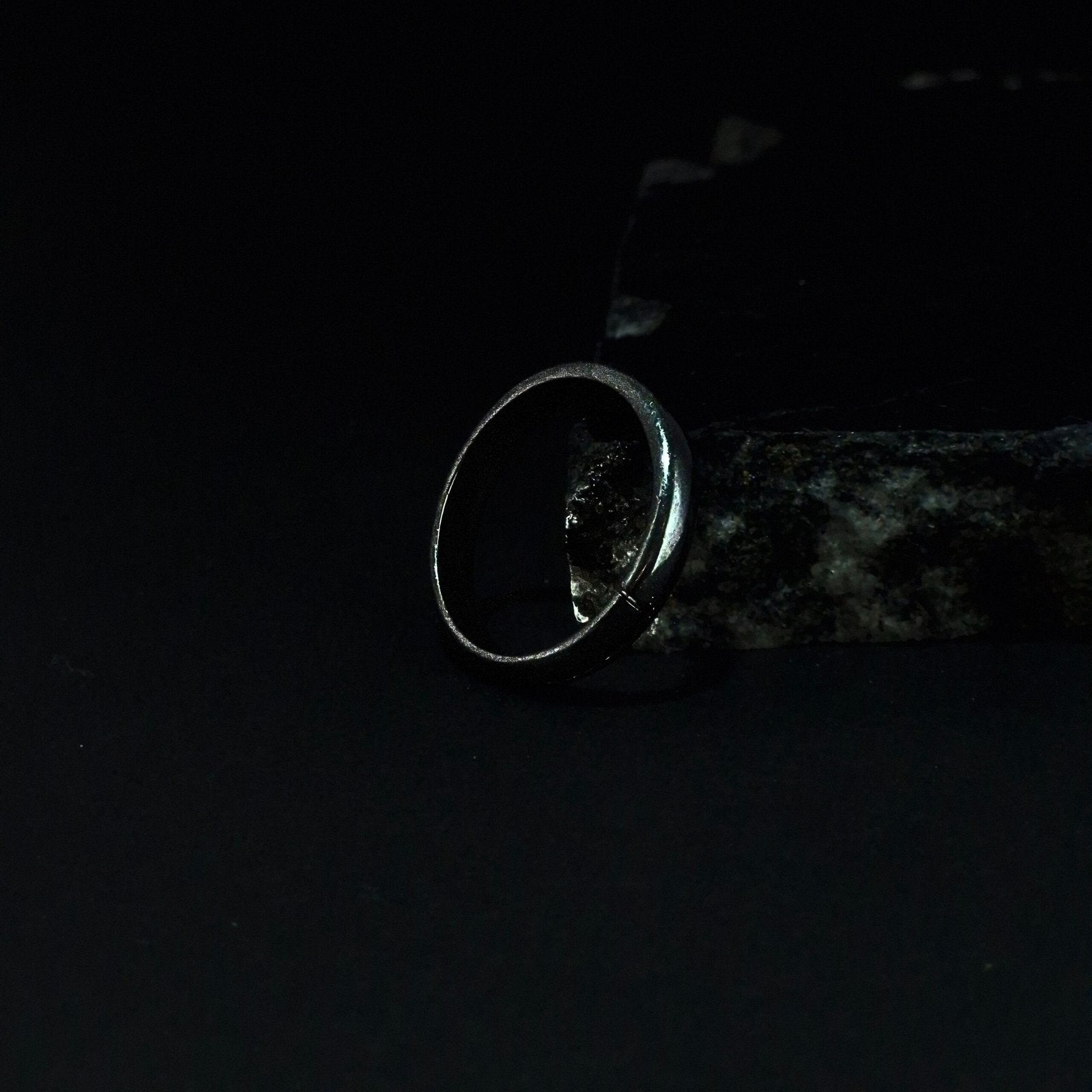 Sleek Blackened Silver Band