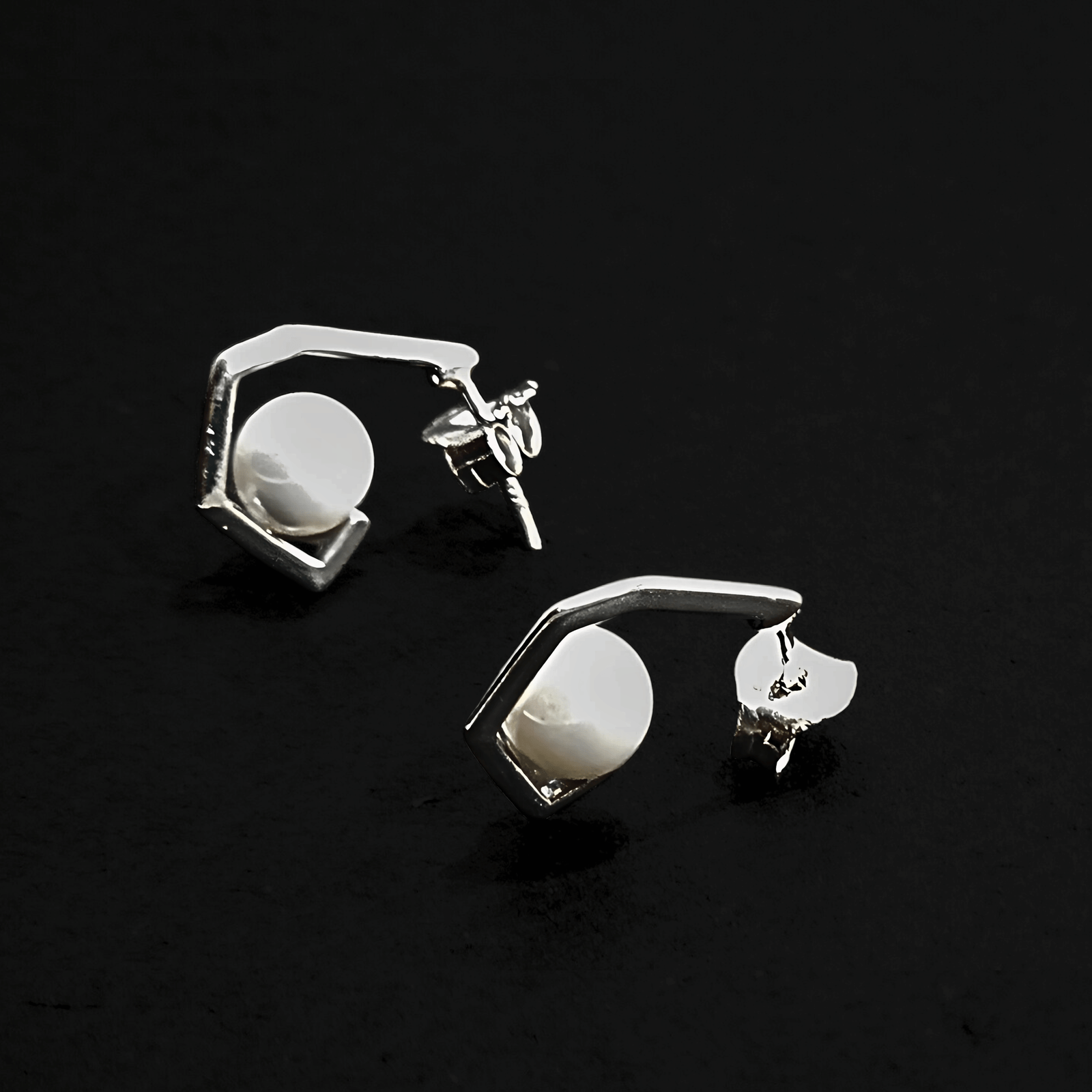 Modern Pearl Geometric Earrings