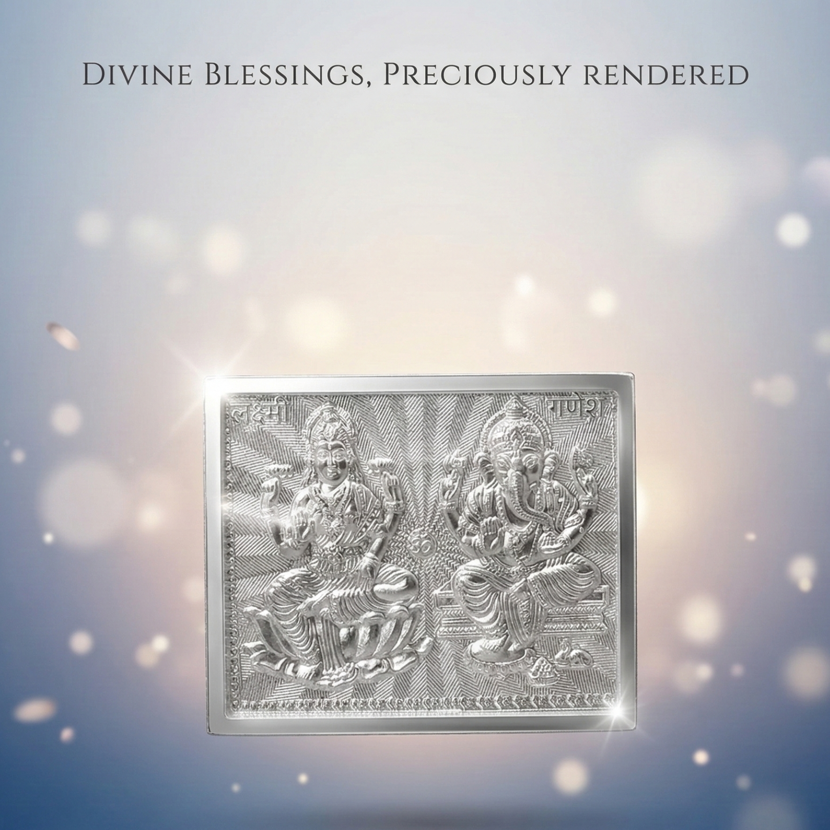 Lakshmi Ganesha Mini Silver Blessing Frame - 925 Sterling Silver - Lustra