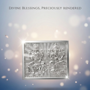 Lakshmi Ganesha Mini Silver Blessing Frame - 925 Sterling Silver - Lustra