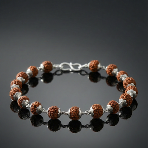 Lustra Sacred Rudraksha Silver Bracelet - 925 Sterling Silver - Lustra