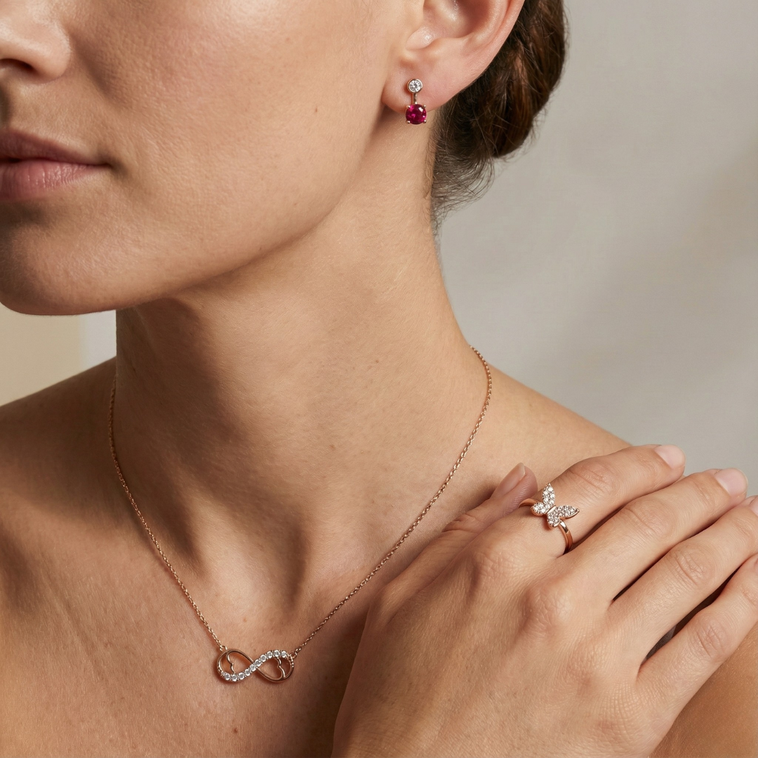 Rose Gold Infinity Bloom Combo Set