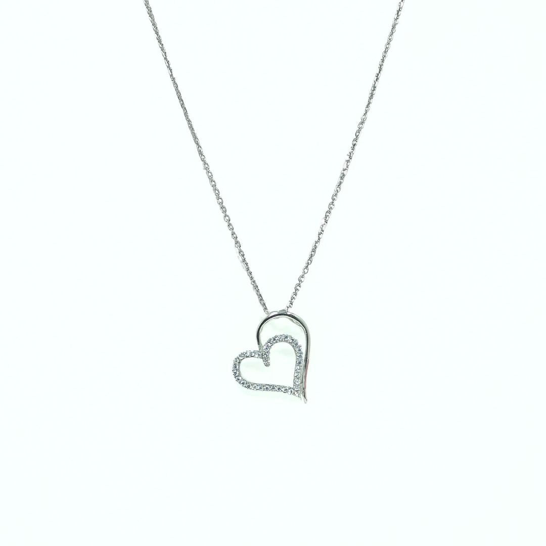 Shimmering Duo Heart Necklace