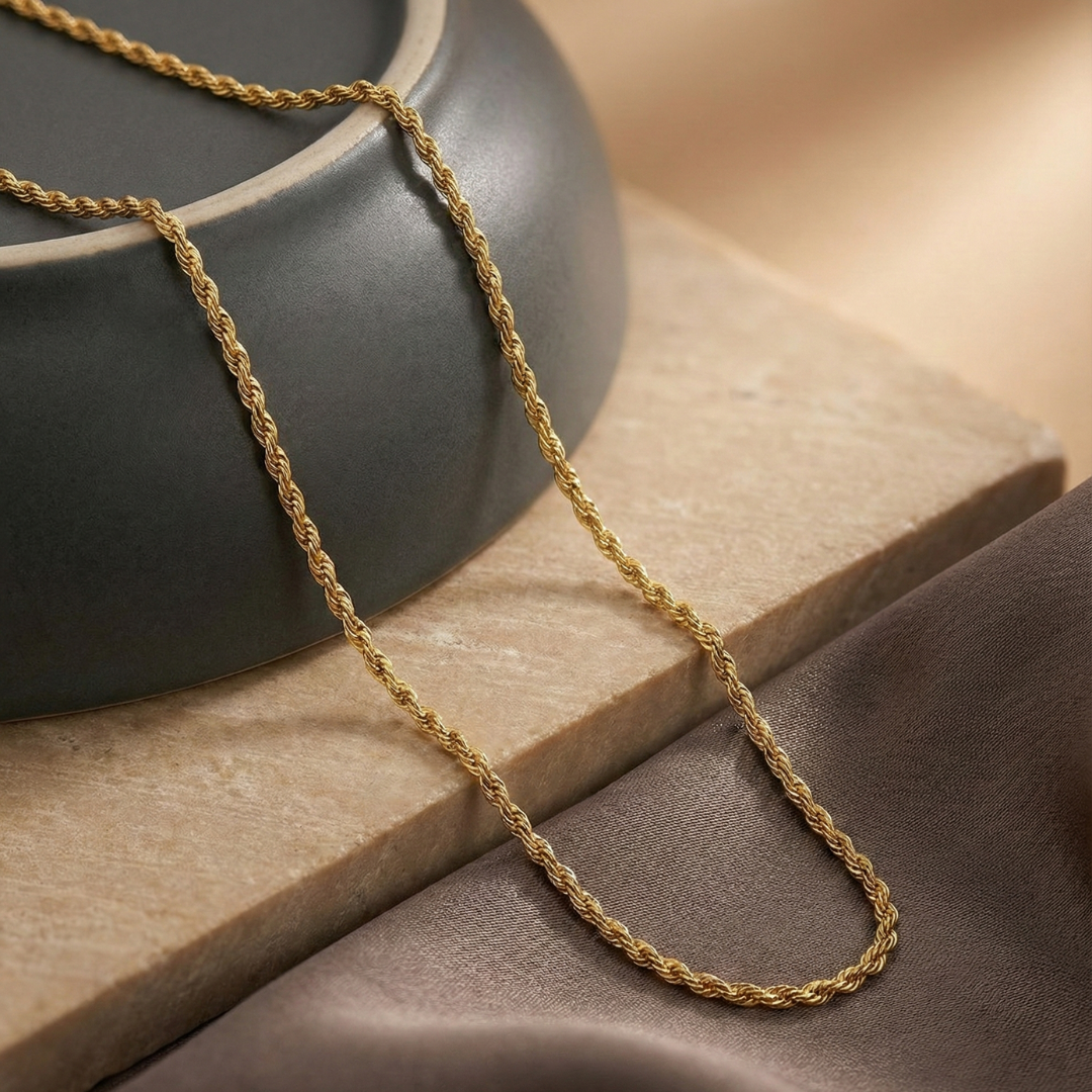 Gold-Plated Rope Silver Chain
