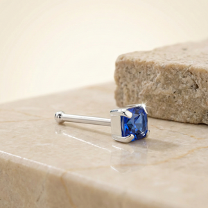 Royal Blue Spark Kids Silver Nose Pin / Ear Stud - 925 Sterling Silver - Lustra
