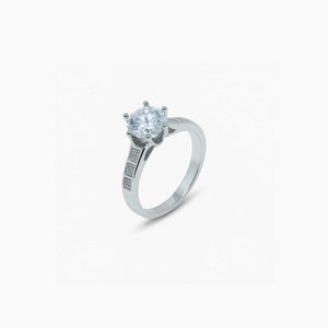 Floral Solitaire Ring with round diamond centerpiece