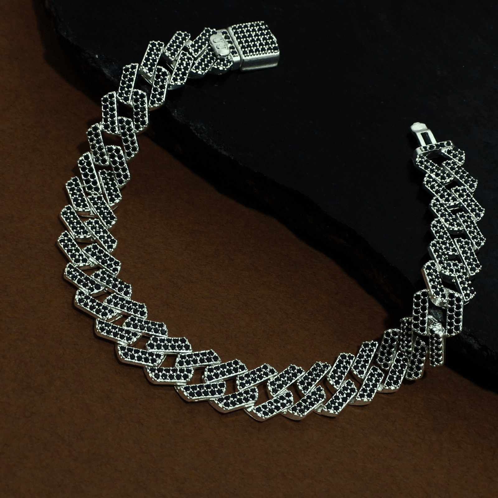 Bold Black and Silver Chain Bracelet