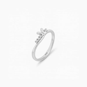 Bunny Ear Silver Ring with sparkling diamond accents