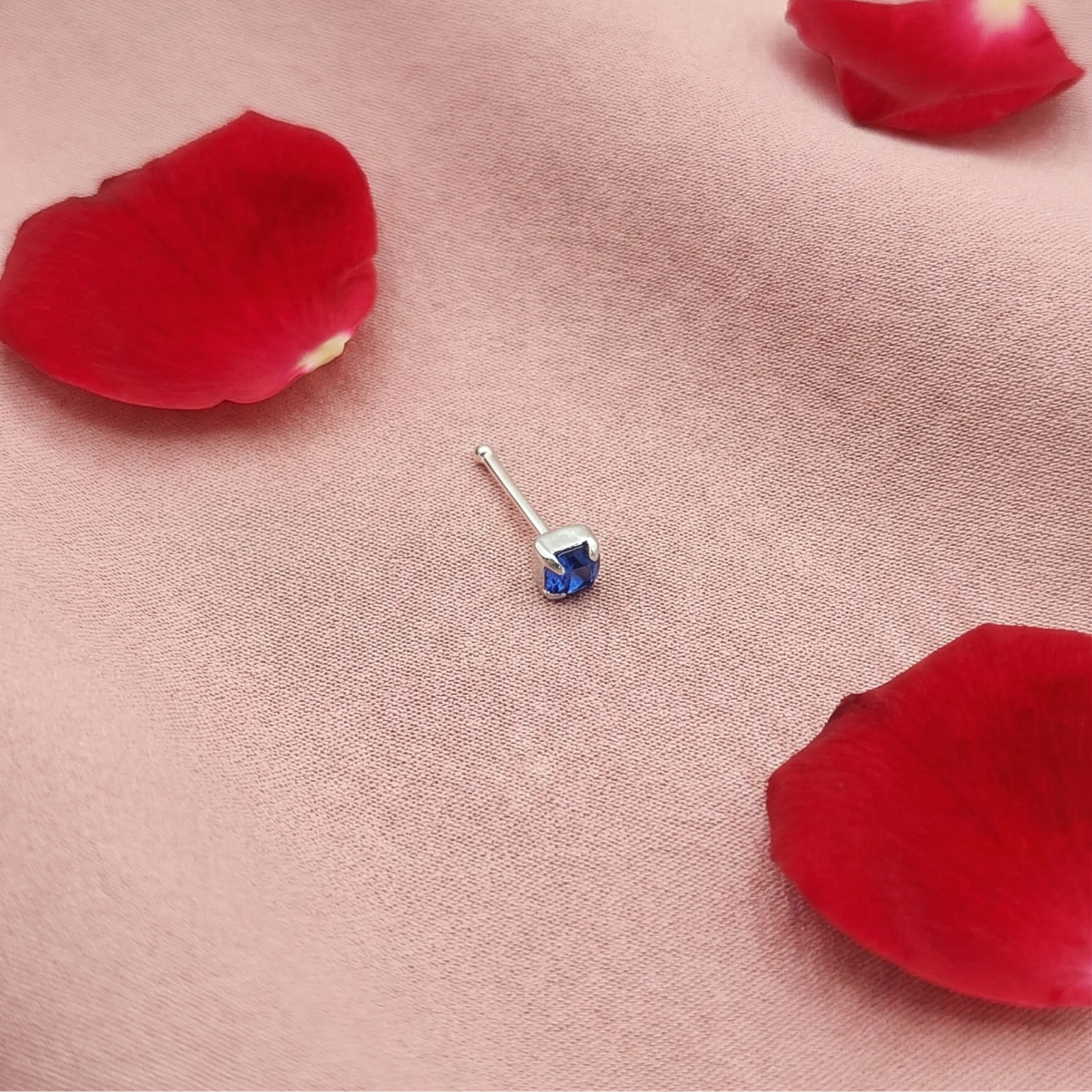 Royal Blue Spark Kids Silver Nose Pin / Ear Stud - 925 Sterling Silver - Lustra