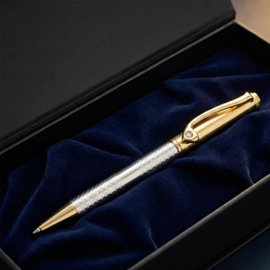 Lustra Regal Gold & Silver Engraved Pen - 925 Sterling Silver - Lustra