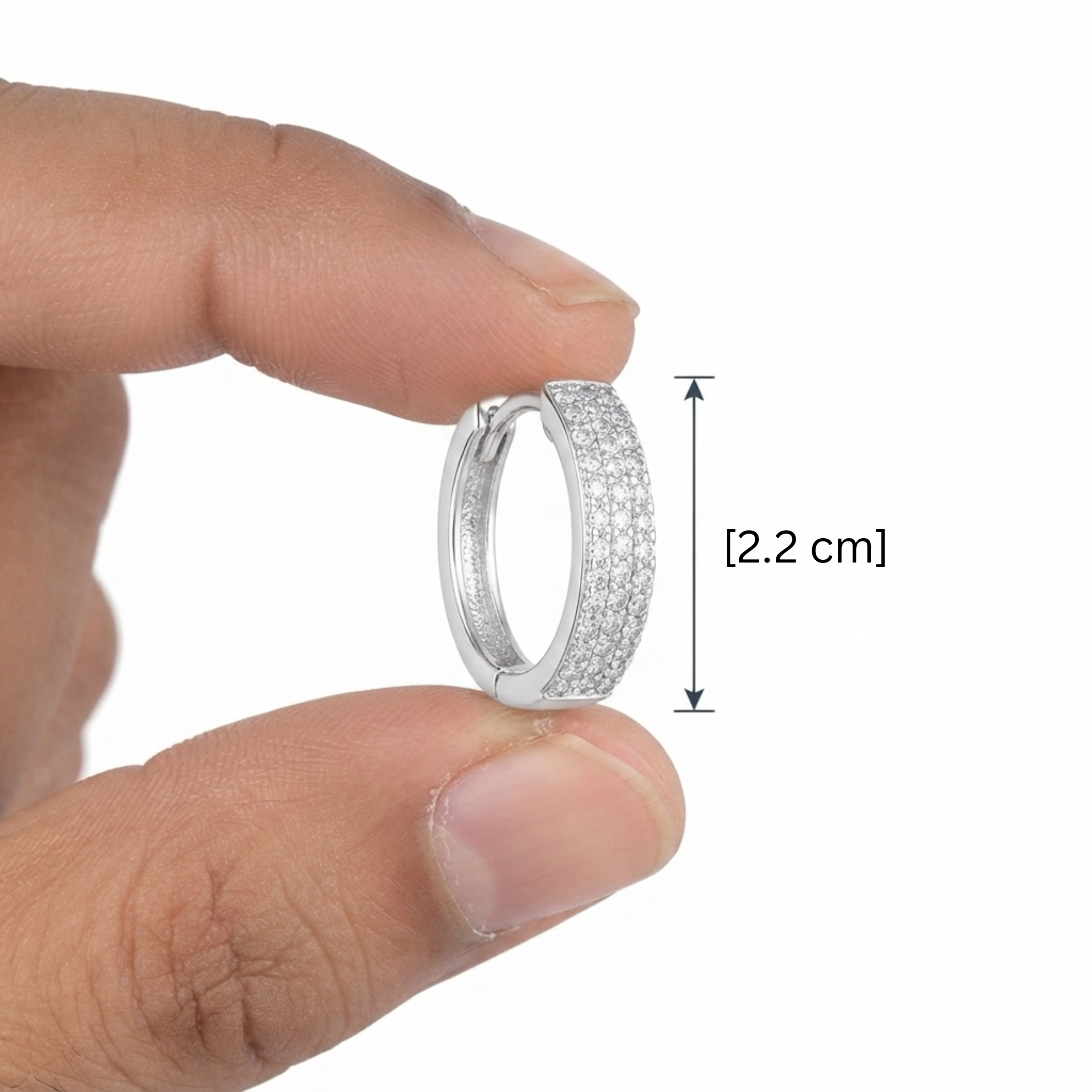 Sparkling Silver Huggie Hoop Earrings - 925 Sterling Silver - Lustra