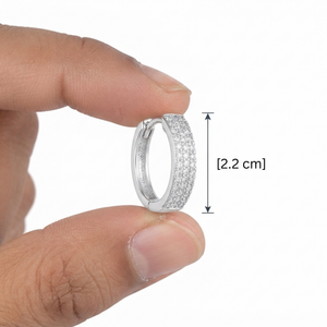 Sparkling Silver Huggie Hoop Earrings - 925 Sterling Silver - Lustra