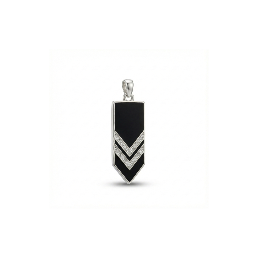 Black Chevron Silver Pendant