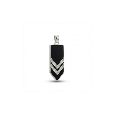 Black Chevron Silver Pendant