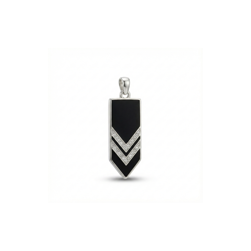 Black Chevron Silver Pendant