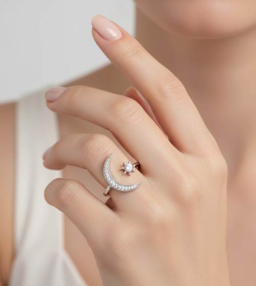 Celestial Crescent Ring