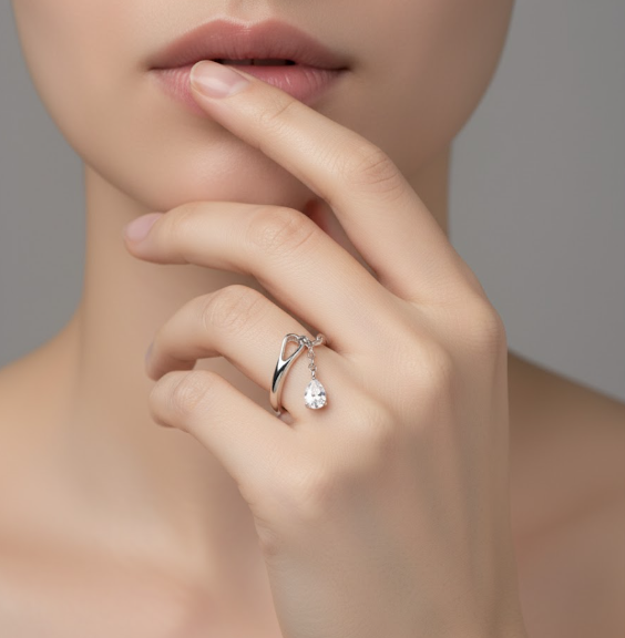 Elegant Drop Chain Ring