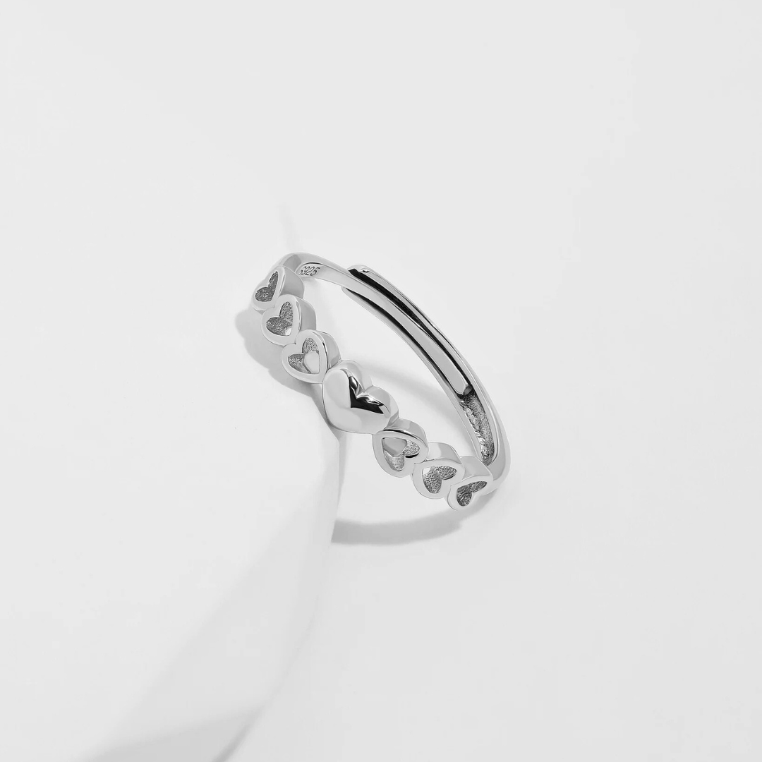 Endless Hearts Sterling Silver Heart Band