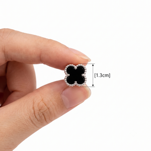 Midnight Clover Stud Earrings - 925 Sterling Silver - Lustra