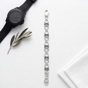 Textured Link Silver Bracelet - 925 Sterling Silver - Lustra
