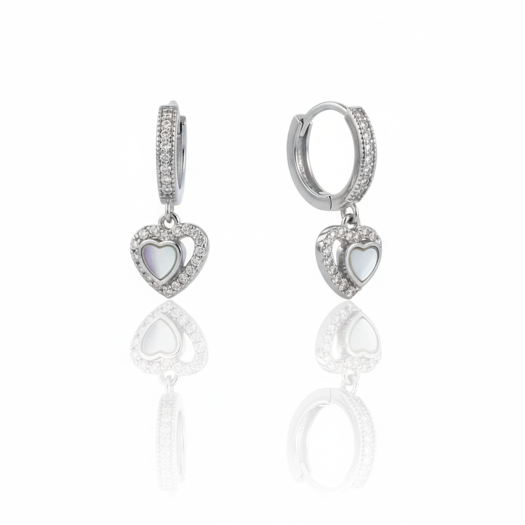 Frosted Halo Heart Hoop Earrings