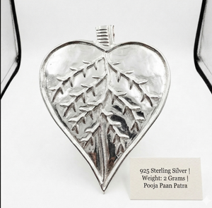 Lustra 925 Silver Paan Patra (Sacred Betel Leaf Plate) – 2g - 925 Sterling Silver - Lustra