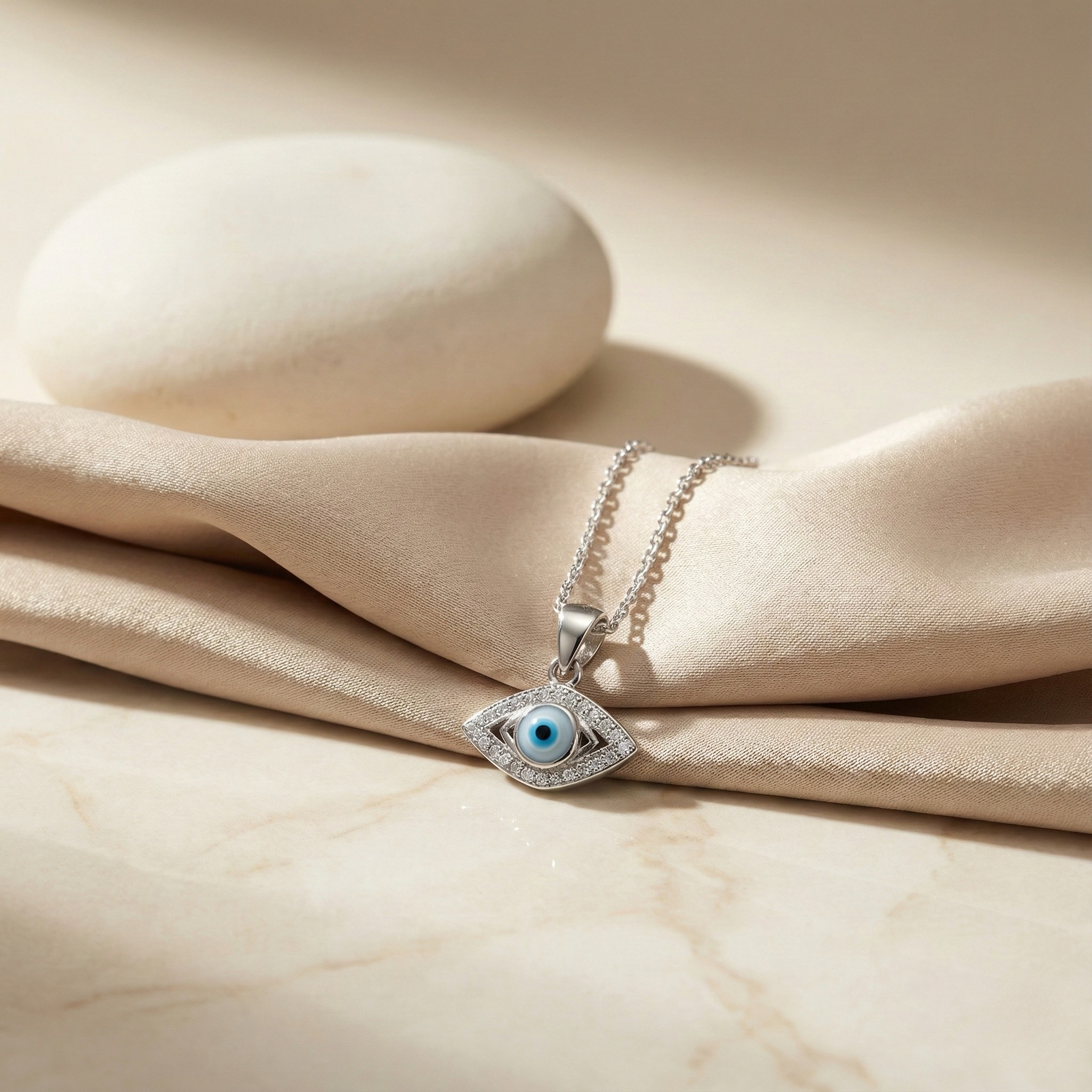 Classic Evil Eye Silver Pendant with chain