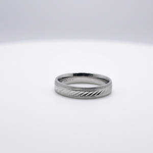 Chevron Striped Band Ring - 925 Sterling Silver - Lustra