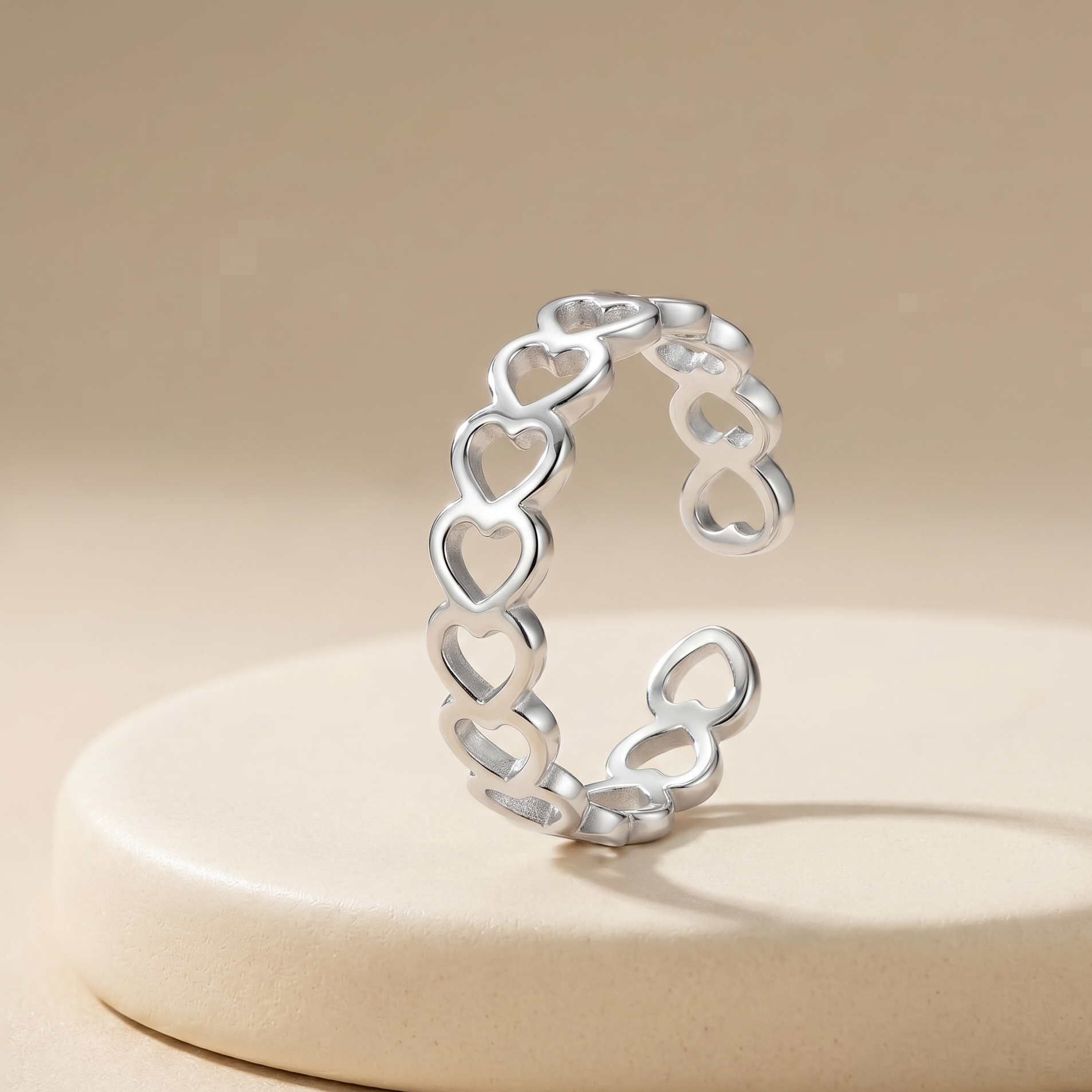 Heart Link Adjustable Ring