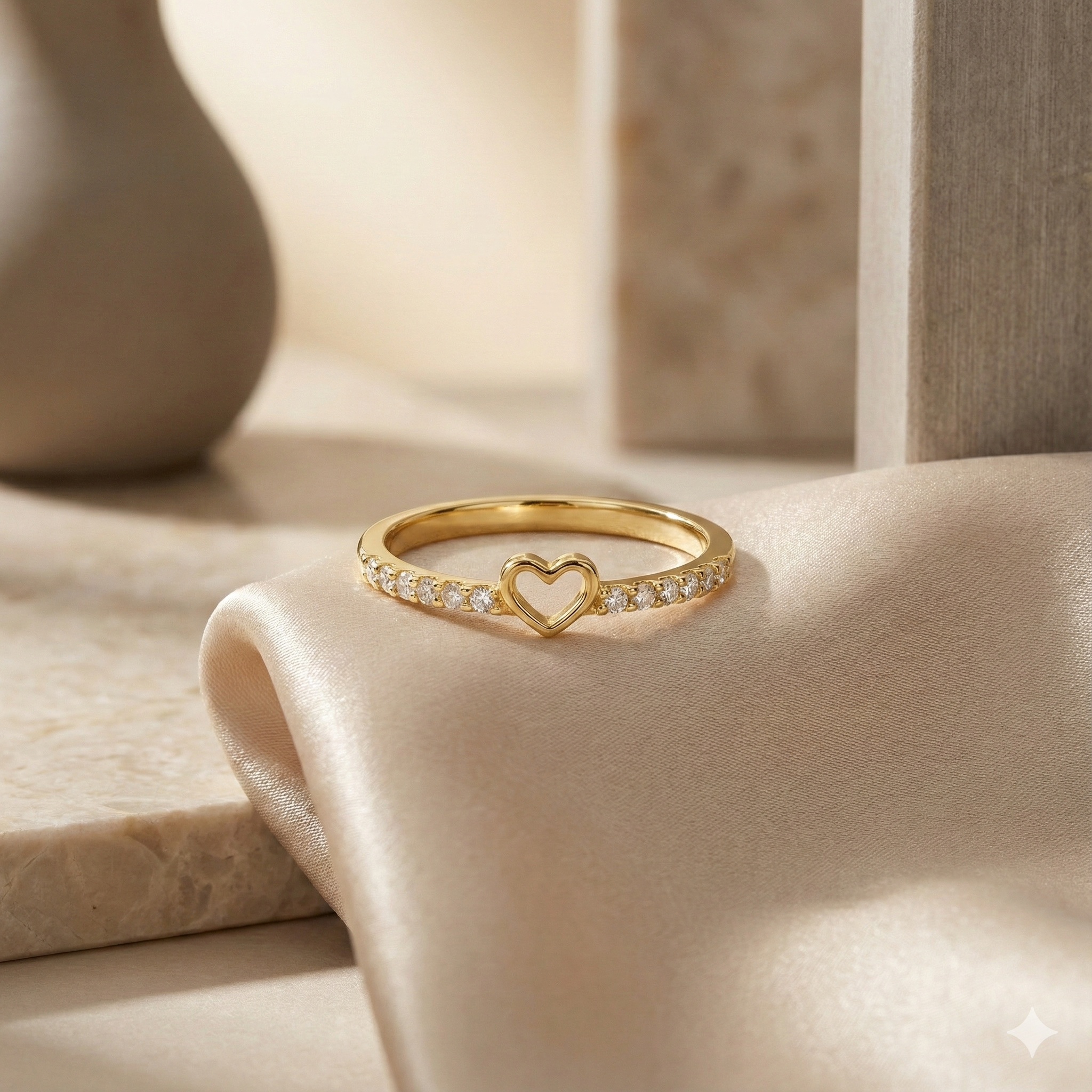 Heart Charm Crystal Ring