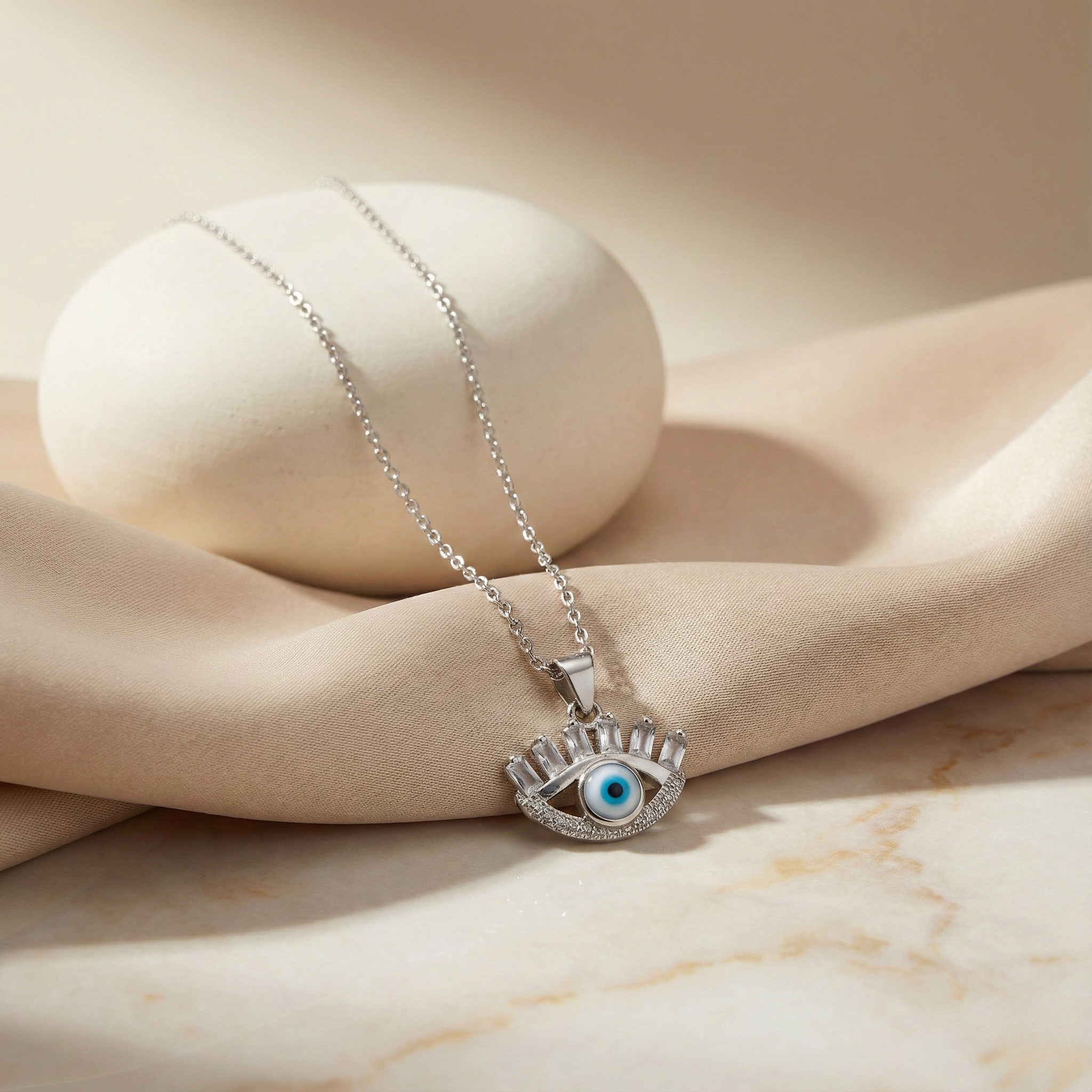 Evil Eye Silver Pendant with chain