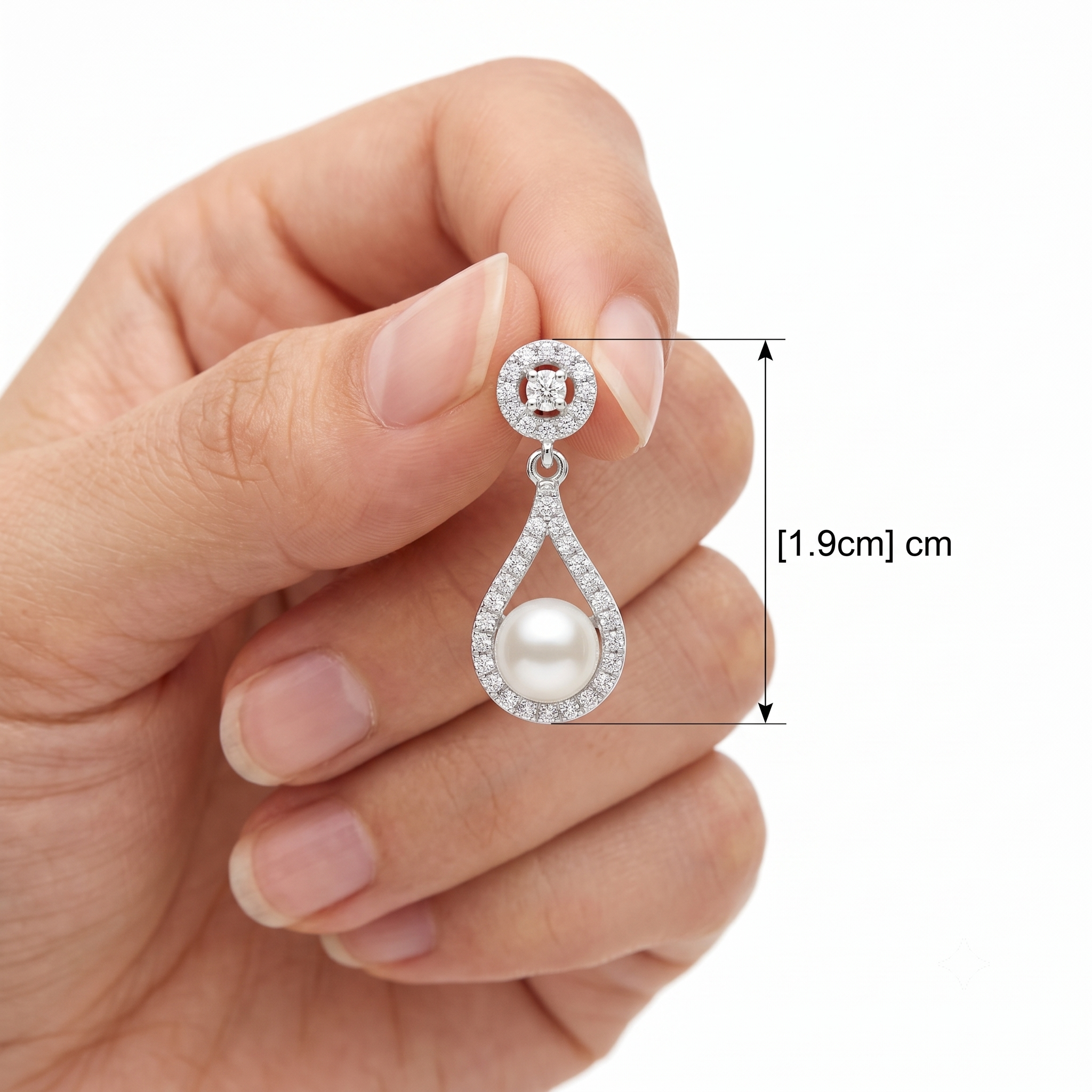 Pearl Teardrop Sparkle Silver Earrings - 925 Sterling Silver - Lustra