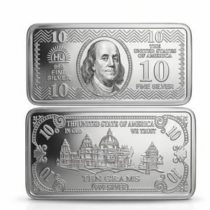 Lustra 10 Gram Fine Silver Bar - 925 Sterling Silver - Lustra