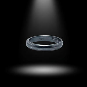 Sleek Blackened Silver Band - 925 Sterling Silver - Lustra