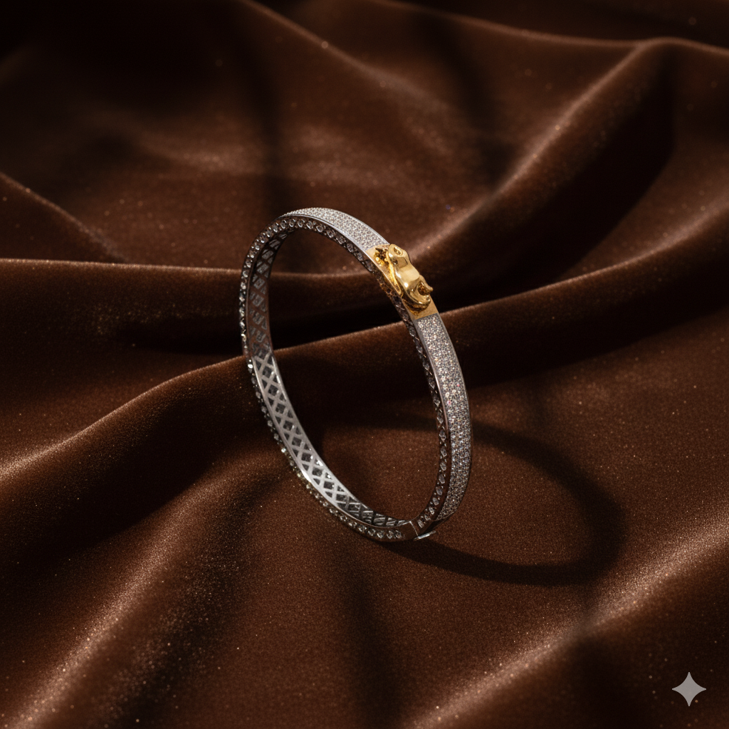 Aurora Duo-Tone Geometric Bangle