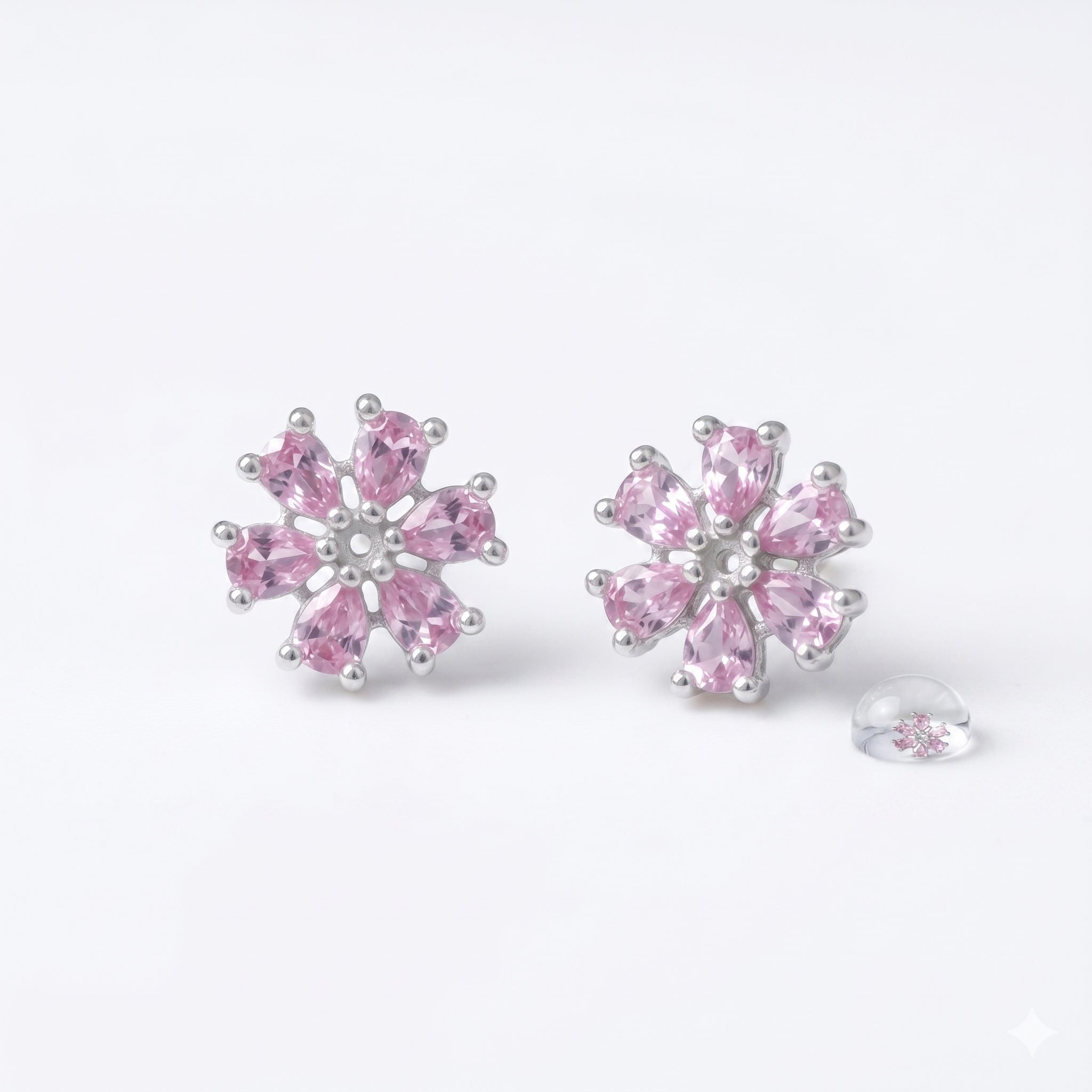Lustra Pink Crystal Floral Stud Earrings