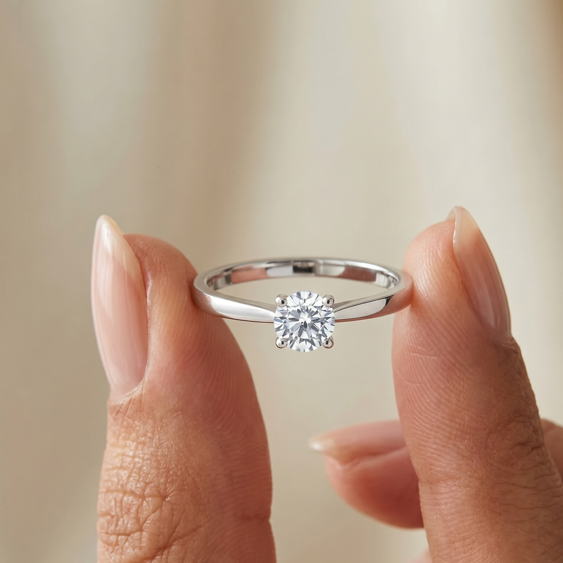 Elegant Silver Solitaire Ring