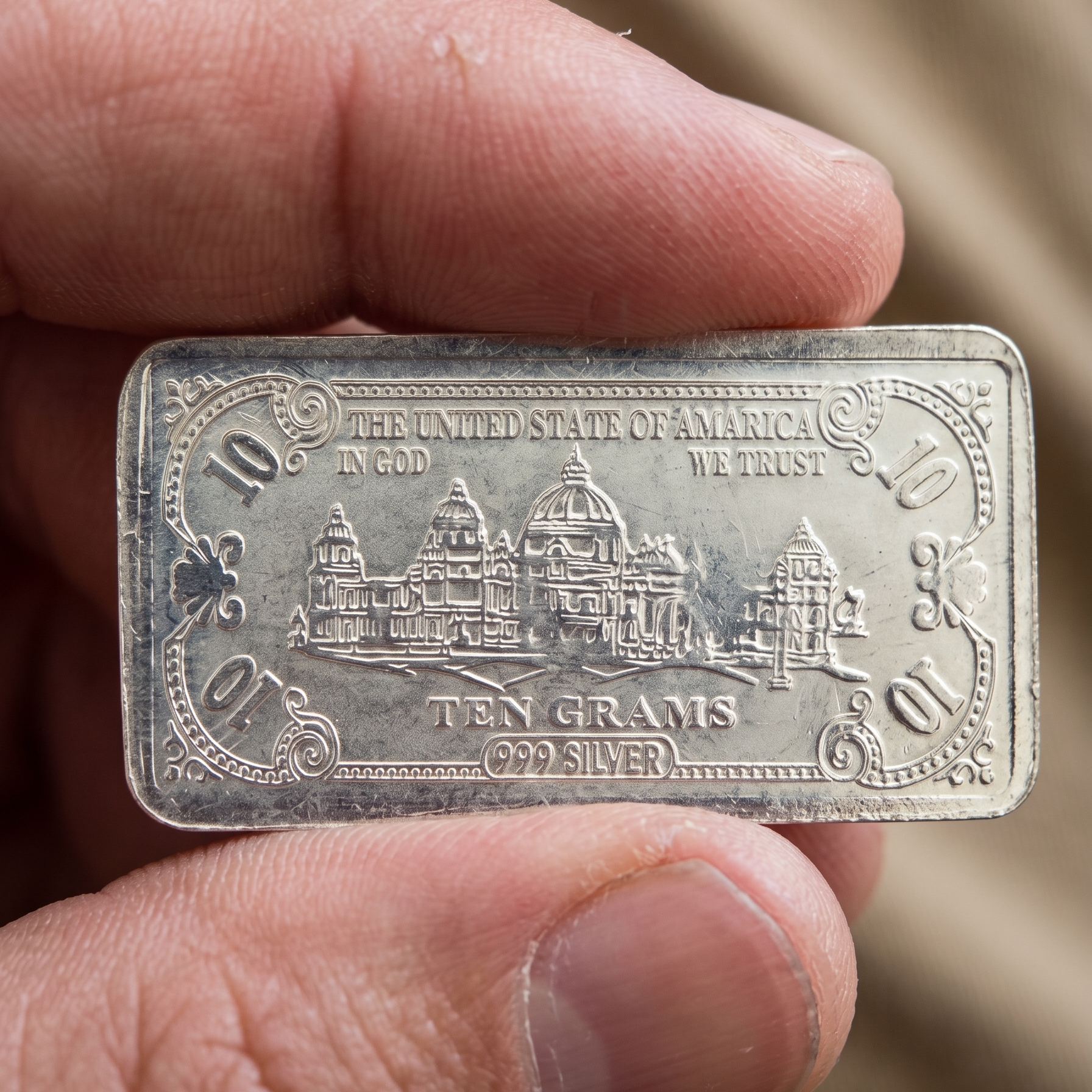 Lustra 10 Gram Fine Silver Bar - 925 Sterling Silver - Lustra