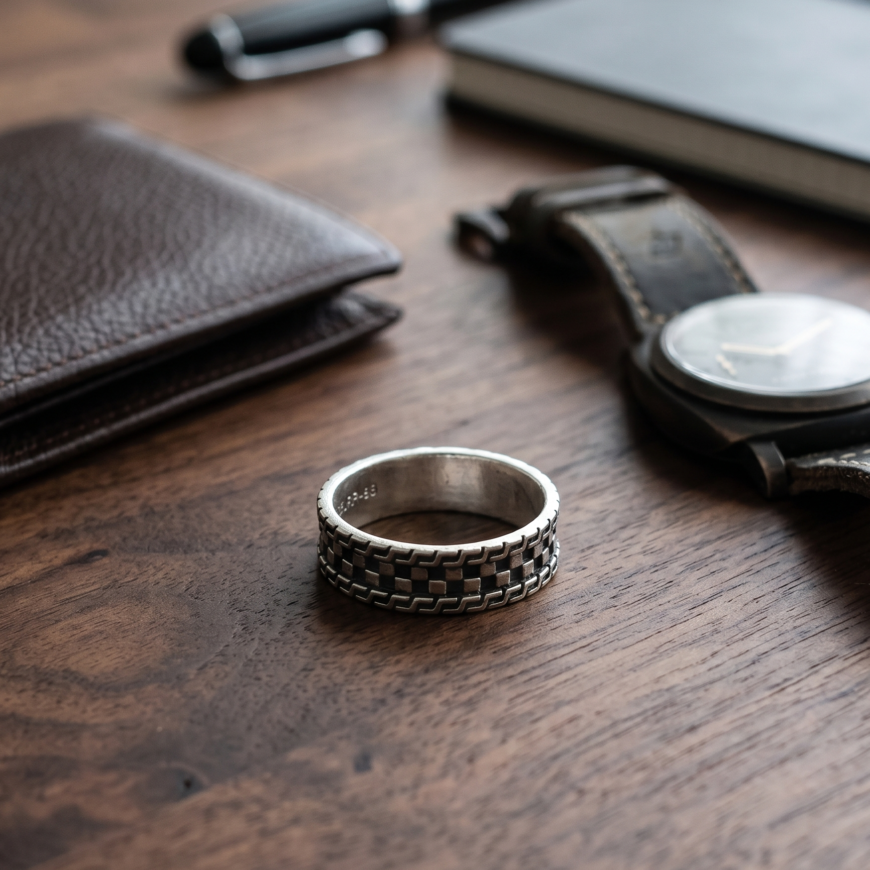 Woven Pattern Silver Ring - 925 Sterling Silver - Lustra