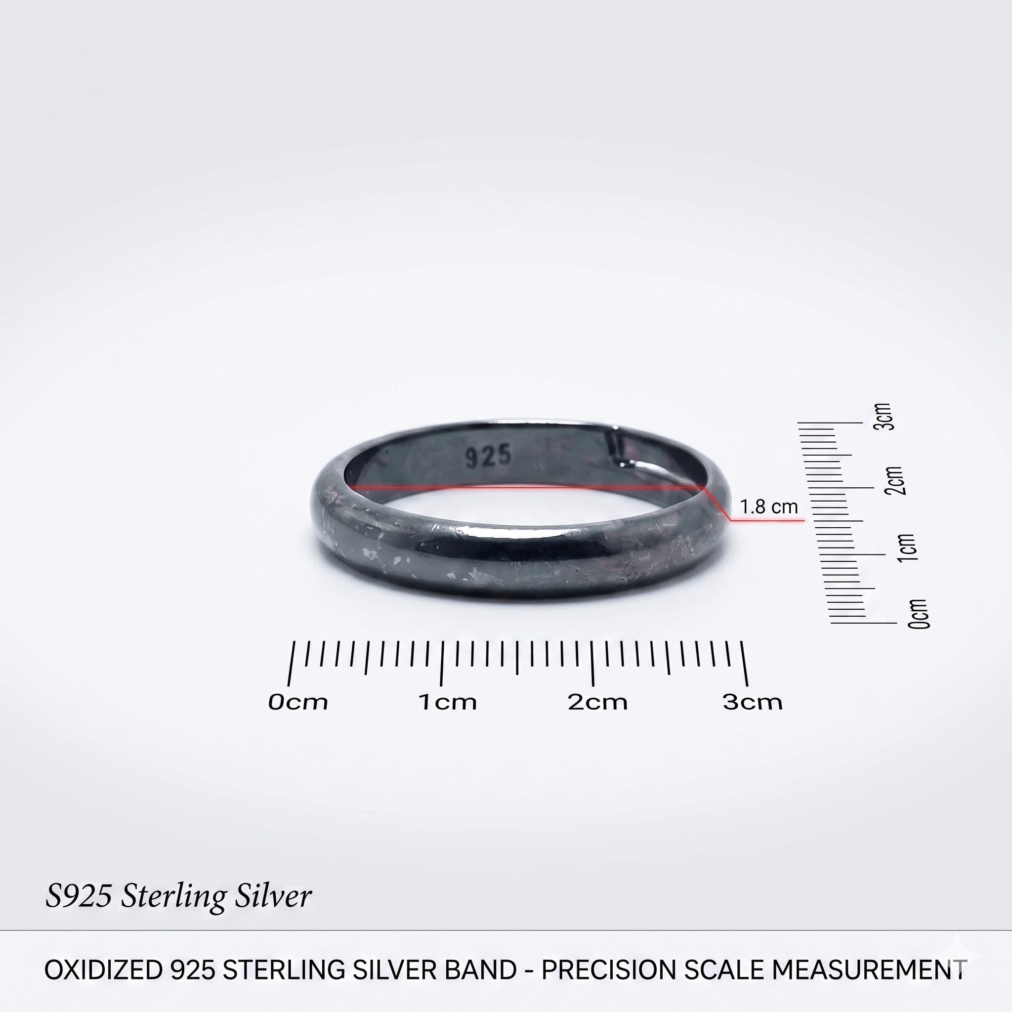 Sleek Blackened Silver Band - 925 Sterling Silver - Lustra