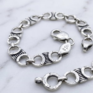 Textured Link Silver Bracelet - 925 Sterling Silver - Lustra