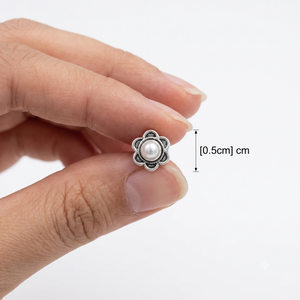 Blossom Spark Silver Flower Stud Earrings - 925 Sterling Silver - Lustra