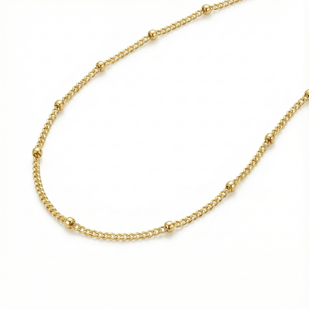 Gold-Plated Beaded Silver Chain