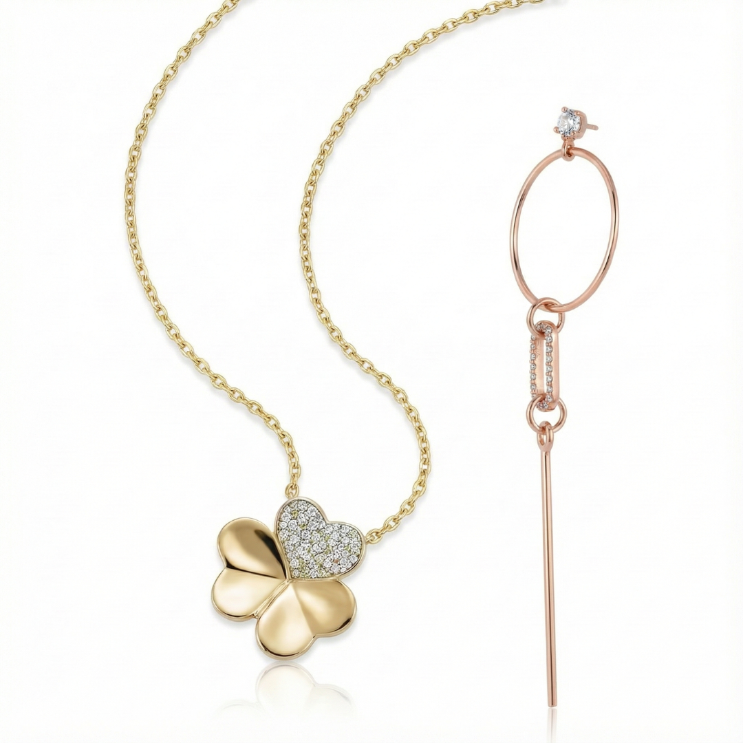 Golden Clover Contrast Silver Combo Set