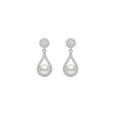 Pearl Teardrop Sparkle Silver Earrings