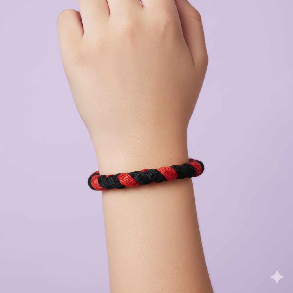 Red-Black Braided Thread Bracelet
